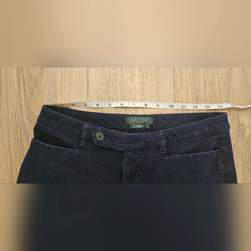 Lauren Ralph Lauren Adelle Pants Size 6P Navy Blue Straight Leg Trouser Stretch